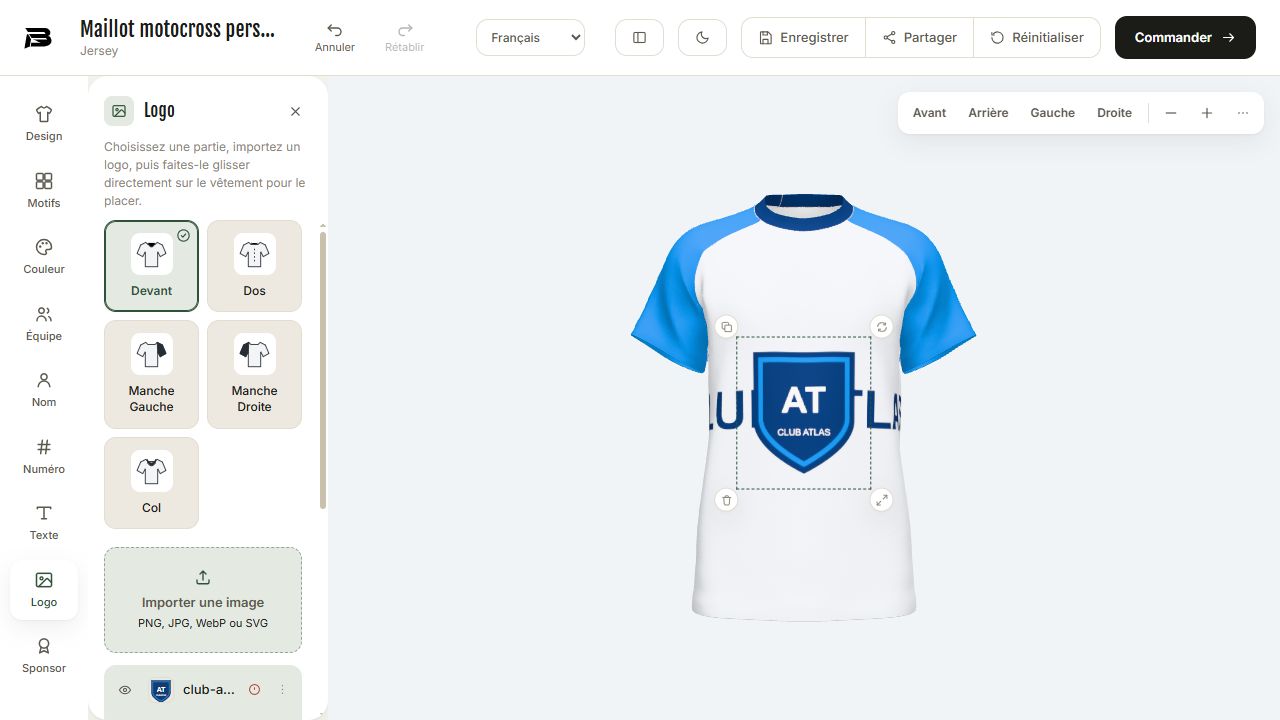 Import de logo avec avertissement de basse résolution