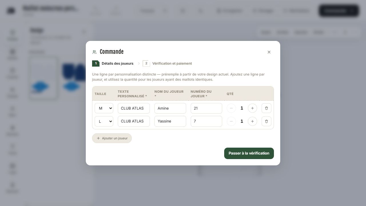 Roster rouvert depuis le panier avec ses données conservées