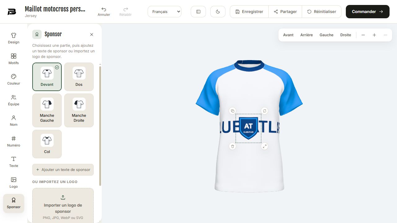 Outil Sponsor proposant texte ou import de logo